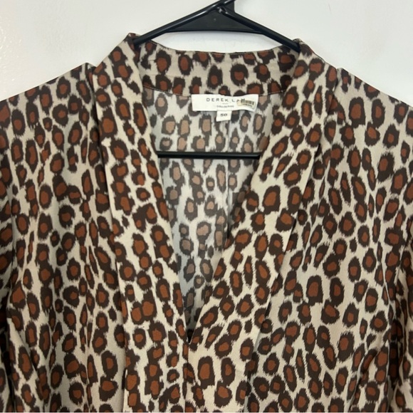 Derek lam Leopard/Animal Print Lightweight Flowy V-neck Dress Size Large - Picture 8 of 15